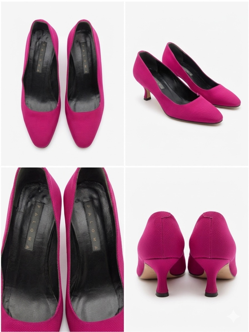 Vintage Paloma Fuchsia Textured Pointed-Toe Kitten Heel Pumps